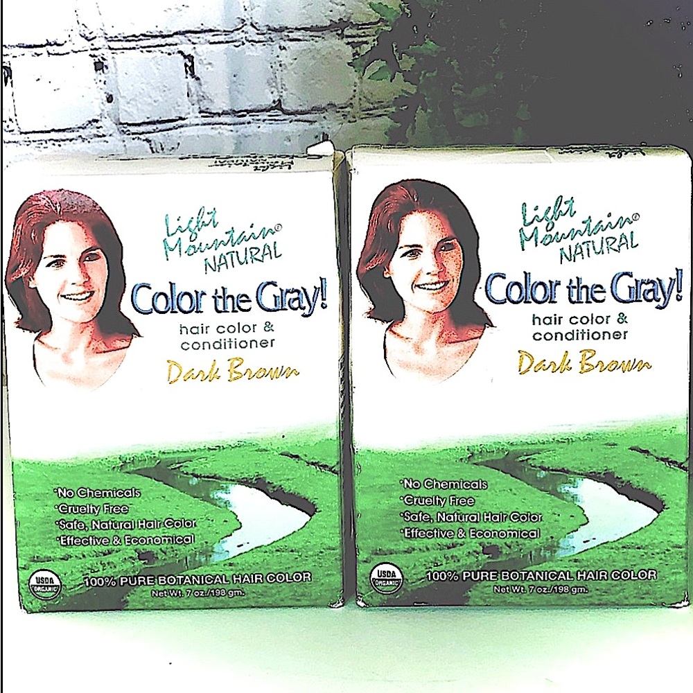 2 ORGANIC Henna Hair Color & Condition Dark Brown Powder SET NEW Color The Grey